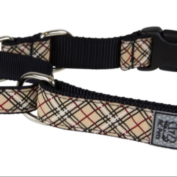 1-1/2-Inch All Webbing Martingale Dog Collar, Large 16 to 27-Inch, Tan Tartan - Picture 5 of 6